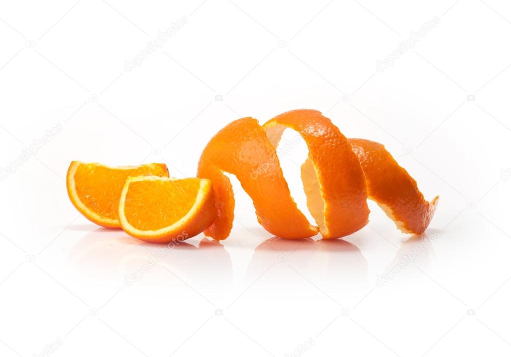 Oranges fruit and wedge on white background