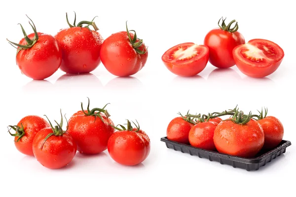 Komposit av färska tomater isolerad på vit bakgrund — Stockfoto