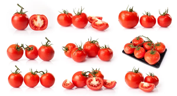 Composto de tomates frescos isolados sobre fundo branco — Fotografia de Stock