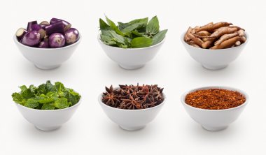 composite with varieties of ingredients isolated on white