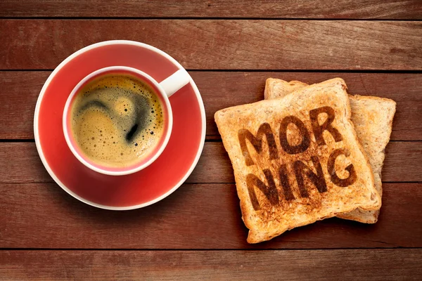 Desayuno, café y tostadas — Foto de Stock