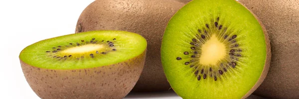 Voeding Banner Concept Biologische Vruchten Ingrediënten Close Van Biologische Kiwi — Stockfoto