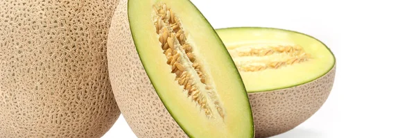 Concept Bannière Alimentaire Fruits Ingrédients Biologiques Gros Plan Melons Verts — Photo