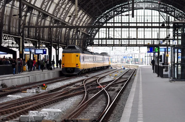 Podróżujący w Amsterdam Central — Zdjęcie stockowe