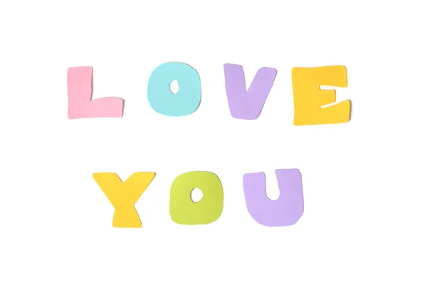 Love you text on white background - isolated — Stock Photo, Image