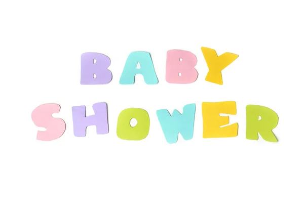 Bebé ducha texto sobre fondo blanco - aislado — Foto de Stock