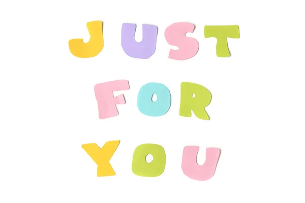 Just for you text on white background - isolated — Stock Photo, Image