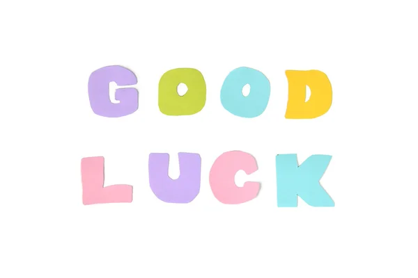 Good luck text on white background - isolated — Stock Photo, Image