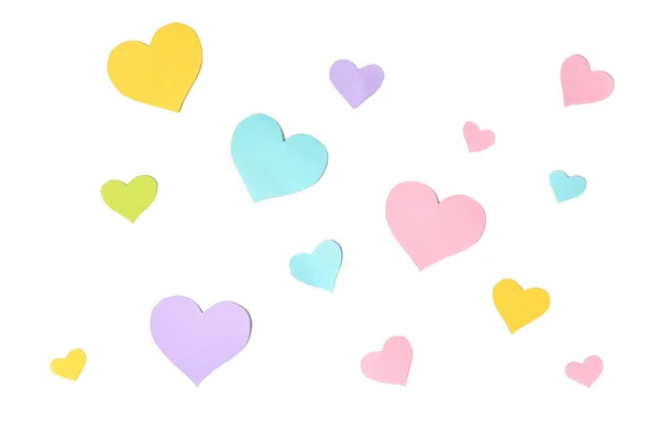 Pastell hjärta form papper skär bakgrund — Stockfoto