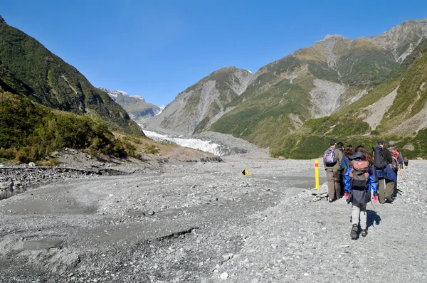 Trekking en el glaciar Fox, Nueva Zelanda . — Foto de Stock