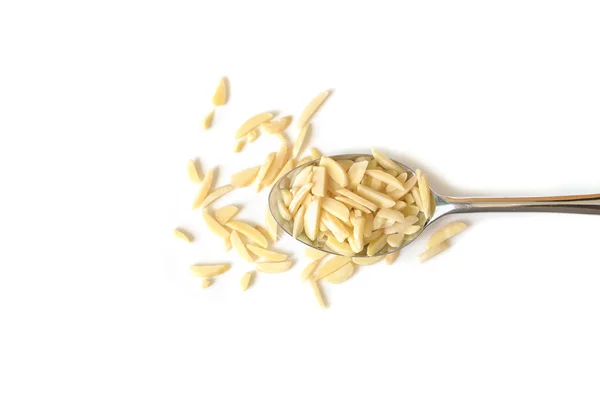 Almond chopped on white background - isolated — Stock Photo, Image