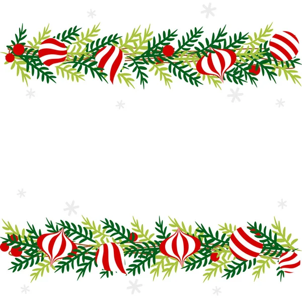 Borda Natal Com Ornamento Vermelho Branco Colorido — Vetor de Stock