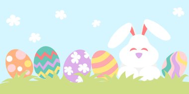 Boyalı yumurta ve tavşanlı Paskalya bayrağı