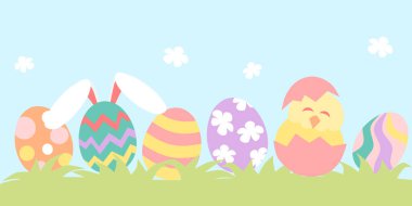 Paskalya yumurtası ve civcivli Paskalya bayrağı