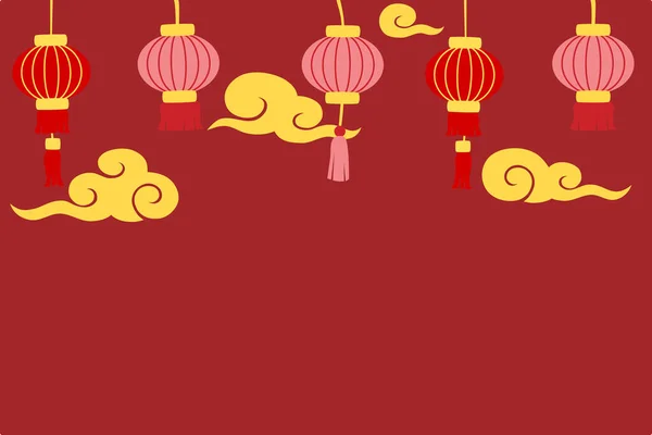 Chinese New Year Background Lanterns Golden Cloud — ストックベクタ
