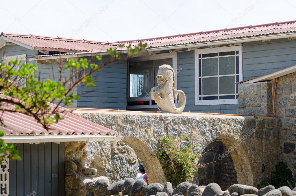 ISLA NEGRA, CHILE - NOV 23, 2014: Pablo Neruda's House Photo: Statue of fish