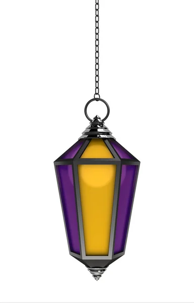 Arapça ramazan fener | 3D çizim | Metalik fener mor ile krom ve cam sarı