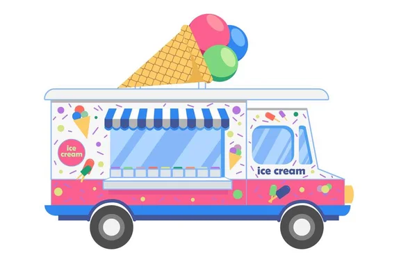 Rgbφορτηγό Παγωτό Διανυσματική Απεικόνιση Στυλ Κινουμένων Σχεδίων Πολύχρωμο Κύπελλο Παγωτό — Διανυσματικό Αρχείο