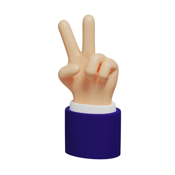 Cartoon Light Skin Tone Hand Dark Blue Sleeves Showing Gesture — Stockfoto