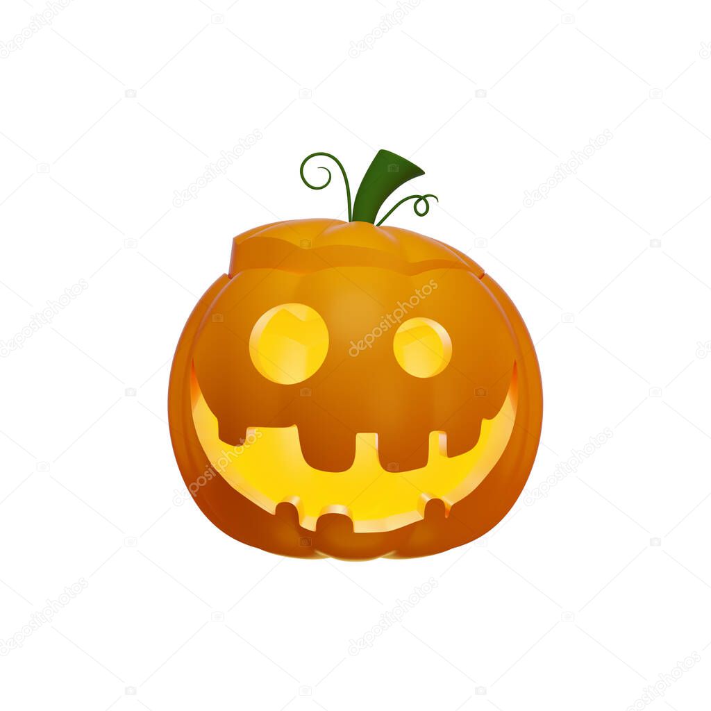 3d Jack's pumpkin lantern with the lid open on the head, Halloween concept, isolated illustration