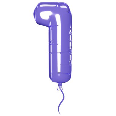 Bir numara şeklindeki balon, beyaz arkaplanda izole bir illüstrasyon, üç boyutlu görüntüleme