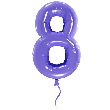 Sekiz numara şeklindeki balon, beyaz arkaplanda izole bir illüstrasyon, üç boyutlu görüntüleme