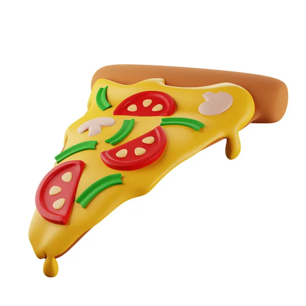 Mantarlı Boyutlu Pizza Dilimi Pizza Teslimatı Beyaz Arka Planda Izole — Stok fotoğraf