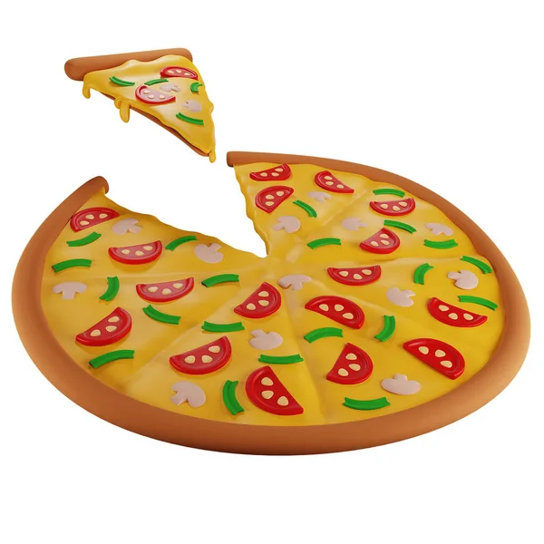 Bit Pizza Med Svamp Pizzeria Isolerad Illustration Vit Bakgrund Rendering — Stockfoto