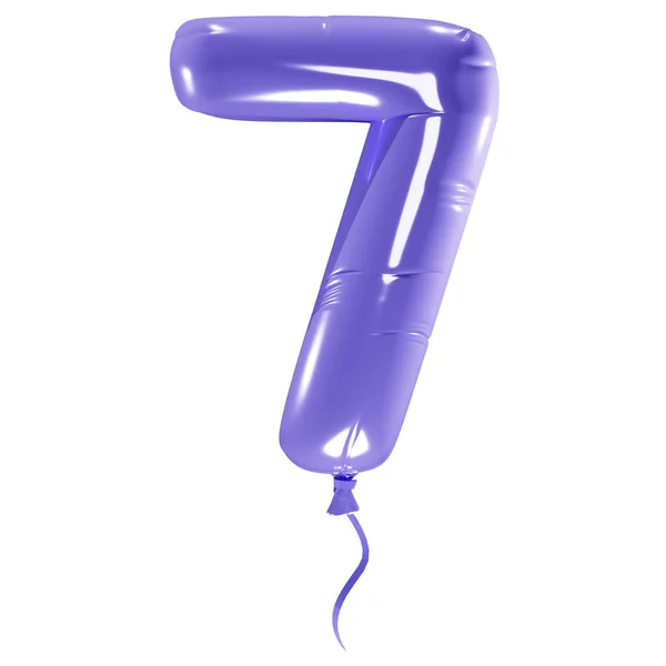 Balloon Shape Number Seven Isolated Illustration White Background Rendering — Stock Photo, Image
