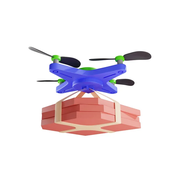 Drone Fournit Des Boîtes Avec Pizza Livraison Sans Contact Livraison — Photo