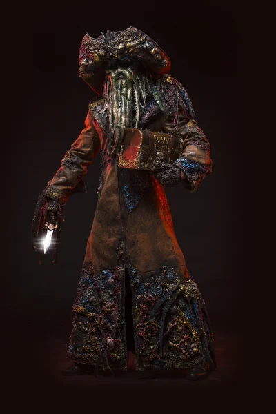 Man dressed in costume monster, octopus mask, beard of tentacles. — Φωτογραφία Αρχείου