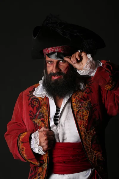 Portrét pohledný muž v kostýmu piráta — Stock fotografie