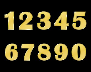 Siyah bir zemin üzerine parlak sayılar kümesi.