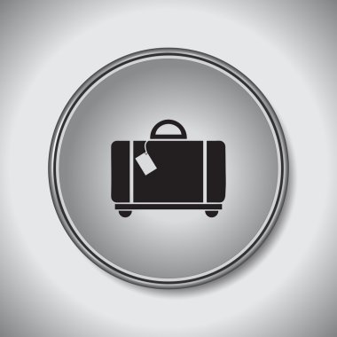 Bagaj arabası simgesi. Otel sepeti simgesi. Yuvarlak düğmesi. Vektör çizim.