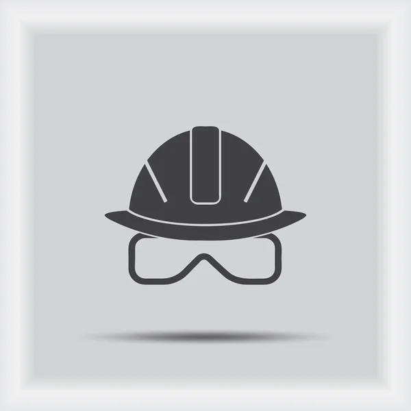 Значок вектора шлема строителя. Стиль - плоский символ округлых углов — стоковый вектор