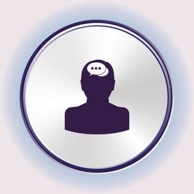 Bir adam, düşünme vektör çizim düz simgesi. Düz tasarım stili.