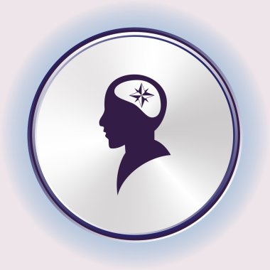 Bir adam, düşünme vektör çizim düz simgesi. Düz tasarım stili.