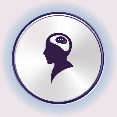 Bir adam, düşünme vektör çizim düz simgesi. Düz tasarım stili.