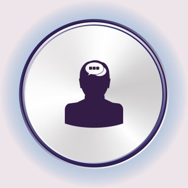 Bir adam, düşünme vektör çizim düz simgesi. Düz tasarım stili.