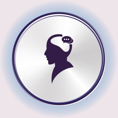 Bir adam, düşünme vektör çizim düz simgesi. Düz tasarım stili.