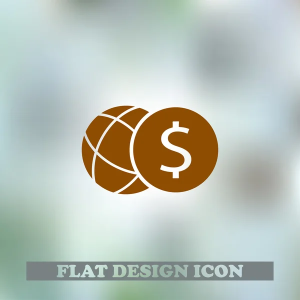 Icône globe et dollar. Style design plat — Image vectorielle