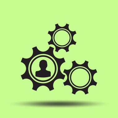 Gears'ı simge vektör. Düz tasarım stili