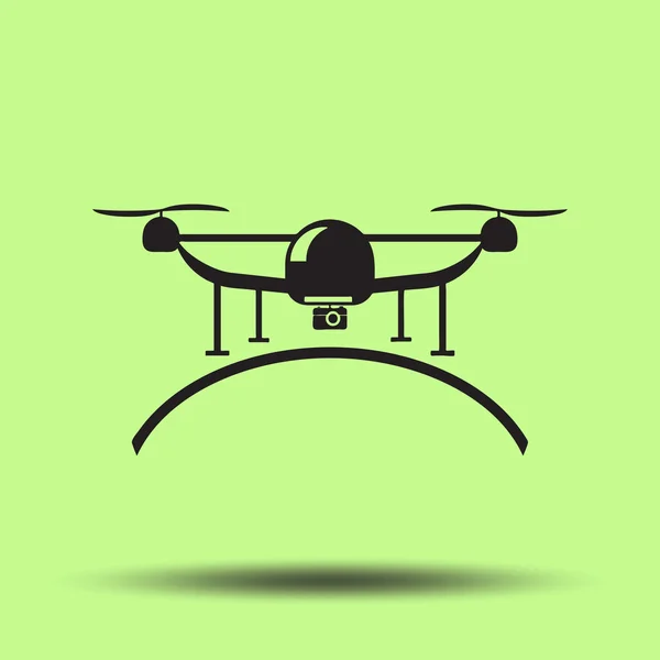 Элемент дизайна Quadcopter. Серый силуэт дрона — стоковый вектор