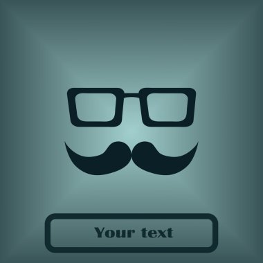 Bıyık ve gözlük simgesi, vektör çizim. Düz tasarım stili.