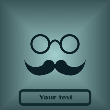 Bıyık ve gözlük simgesi, vektör çizim. Düz tasarım stili.