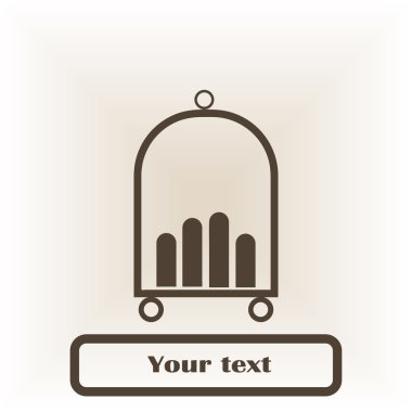 Otel sepeti simgesi. Yuvarlak düğmesi. Vektör çizim.