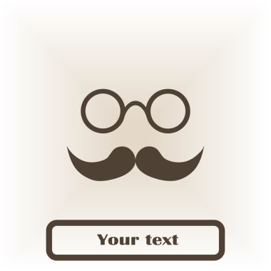 Bıyık ve gözlük simgesi, vektör çizim. Düz tasarım stili.