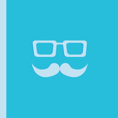 Bıyık ve gözlük simgesi, vektör çizim. Düz tasarım stili.