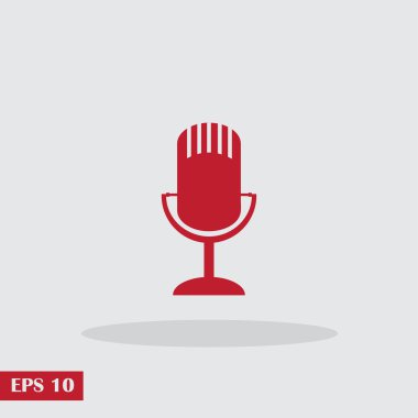 Mikrofon ikonu, vektör illüstrasyonu. Düz tasarım biçimi.