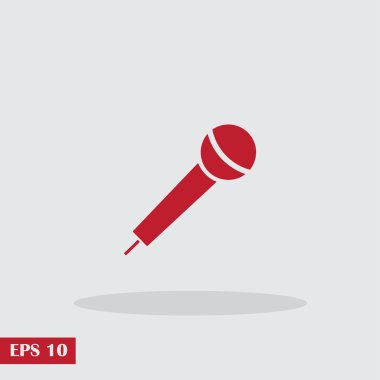 Mikrofon ikonu, vektör illüstrasyonu. Düz tasarım biçimi.